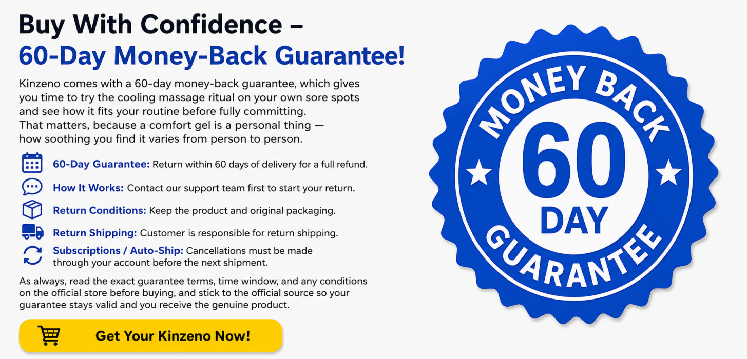 Kinzeno 60-day money-back guarantee — order from the official store