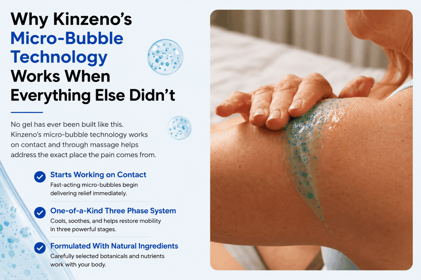 Kinzeno topical gel — cooling and massage ritual for sore joints